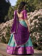 Lorenvalley Skyblue Kanchipuram Zari Weaving Work Lehenga Choli with Dupatta Supply