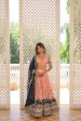 Lorenvalley Peach Pure Viscose Jacquard with 2D Dyeing and Embroidered Sequins work Lehenga Choli For Cheap