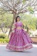 Lorenvalley Magenta Pure Viscose Jacquard with Embroidered Sequins work Lehenga Choli Hot on Sale