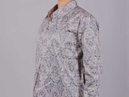 Bluebird Women s Grey Printed Satin Shirt For Cheap