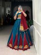 Lorenvalley Pure Cotton Rama Plain And Gamthi Patch Work With Gota Patti Lehenga Choli with Dupatta Sale