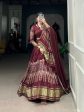 Lorenvalley Maroon Gaji Silk Digital Print With Lagadi Patta Lehenga Choli with Dupatta For Discount