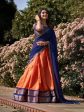 Lorenvalley Orange Kanchipuram Zari Weaving Work Lehenga Choli with Dupatta Online