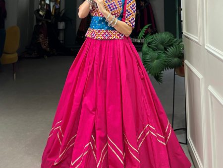 Lorenvalley Pure Cotton Pink Plain With Gota Patti Touch Up Lehenga Choli For Discount