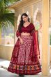 Lorenvalley Maroon Tussar Silk Ikkat Print With Foil Work Lehenga Choli with Dupatta Fashion