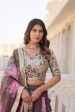 Lorenvalley Brown Russian Silk Digital Printed with Embroidered Sequins work Lehenga Choli Cheap