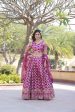 Lorenvalley Magenta Pure Viscose Jacquard with Embroidered Sequins work Lehenga Choli Hot on Sale