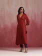 trueBrowns Maroon Modal Angrakha Kurta Set For Sale