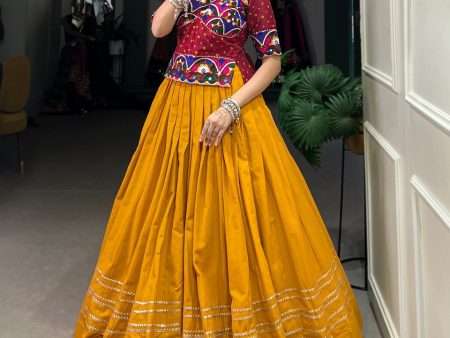 Lorenvalley Mustard Pure Cotton Plain With Gota Patti Touch Up Lehenga Choli Fashion