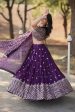 Lorenvalley Purple Faux Blooming Georgette with Sequins & Thread Embroidered work Lehenga Choli For Discount