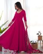 Lorenvalley Women Georgette Anarkali Gown Duppta Full Set With Pent Ready To Wear - Magenta Supply