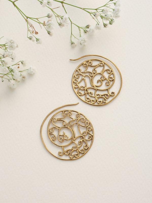 trueBrowns Brass Circular Swirl Earrings Hot on Sale