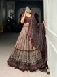 Lorenvalley Brown Tussar Silk Bandhej And Ajarakh Print Lehenga Choli with Dupatta For Cheap