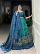 Lorenvalley Green Tussar Silk Bandhej And Ajarakh Print Lehenga Choli with Dupatta Discount