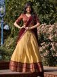 Lorenvalley Cream Kanchipuram Zari Weaving Work Lehenga Choli with Dupatta Discount