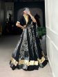 Lorenvalley Black Rayon and Tussar Silk Plain And Printed With Embossed Design Gota Lace Lehenga Choli with Dupatta Sale