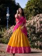 Lorenvalley Mustard Kanchipuram Zari Weaving Work Lehenga Choli with Dupatta Sale