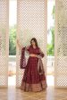 Lorenvalley Maroon Pure Viscose Jacquard with Double Zari work Lehenga Choli Supply