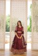 Lorenvalley Maroon Pure Viscose Jacquard with Double Zari work Lehenga Choli Supply