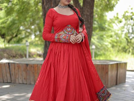 Lorenvalley Red Rayon with Real Mirror Embroidered Kutchi Thread work with codi Lehenga Choli Hot on Sale