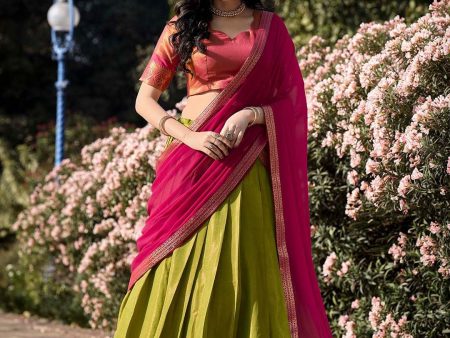 Lorenvalley Green Kanchipuram Zari Weaving Work Lehenga Choli with Dupatta Sale