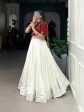 Lorenvalley White Pure Rayon Plain With Gota Patti Touch Up Lehenga Choli with Dupatta For Sale