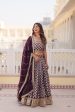 Lorenvalley Purple Pure Viscose Jacquard with Embroidered Sequins work Lehenga Choli For Discount