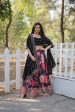 Lorenvalley Black Faux Georgette Digital Printed with Sequins & Thread Embroidered work Lehenga Choli Online