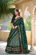 Lorenvalley Green Tussar Silk Ikkat Print With Foil Work Lehenga Choli with Dupatta Online now