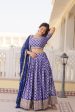 Lorenvalley Blue Pure Viscose Jacquard with Embroidered Sequins work Lehenga Choli For Cheap