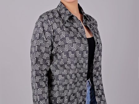 Bluebird Women s Black Printed Satin Shirt Online now