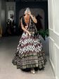 Lorenvalley Black Tussar Silk Leheriya Print with Foil Print and Paper Mirror Work Lace Lehenga Choli with Dupatta Online Sale