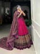 Lorenvalley Pink Tussar Silk Bandhej And Ajarakh Print Lehenga Choli with Dupatta Online Hot Sale