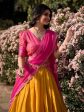 Lorenvalley Mustard Kanchipuram Zari Weaving Work Lehenga Choli with Dupatta Sale