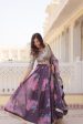 Lorenvalley Purple Russian Silk Digital Printed with Embroidered Sequins work Lehenga Choli Online