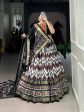 Lorenvalley Black Tussar Silk Leheriya Print with Foil Print and Paper Mirror Work Lace Lehenga Choli with Dupatta Online Sale