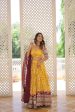 Lorenvalley Yellow Pure Viscose Jacquard with 2D Dyeing and Embroidered Sequins work Lehenga Choli Online Sale