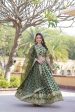 Lorenvalley Green Pure Viscose Jacquard with Embroidered Sequins work Lehenga Choli For Sale