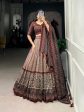 Lorenvalley Brown Tussar Silk Bandhej And Ajarakh Print Lehenga Choli with Dupatta For Cheap