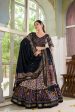 Lorenvalley Black Tussar Silk Floral Print with Foil Print Lehenga Choli with Dupatta For Sale