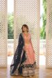 Lorenvalley Peach Pure Viscose Jacquard with 2D Dyeing and Embroidered Sequins work Lehenga Choli For Cheap